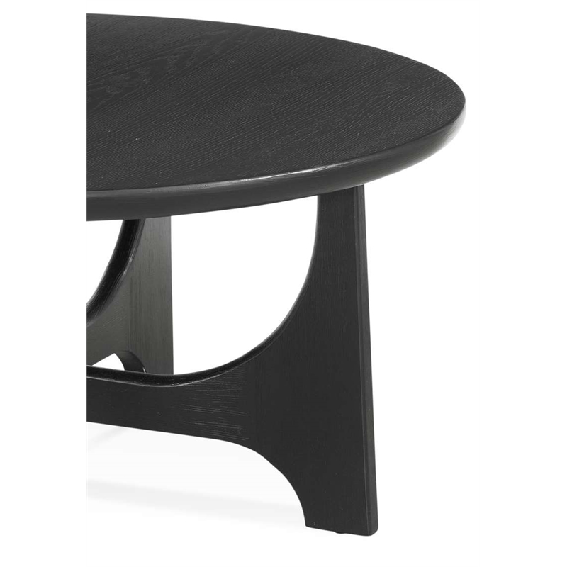 Maklaine Modern / Contemporary Round Cocktail Table in Black Wood
