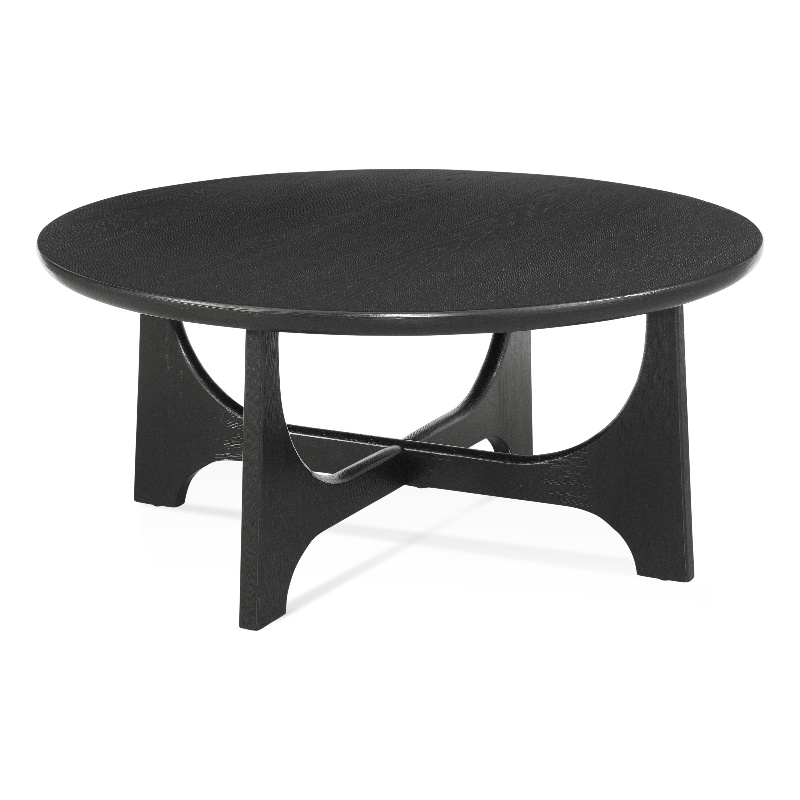 Maklaine Modern / Contemporary Round Cocktail Table in Black Wood