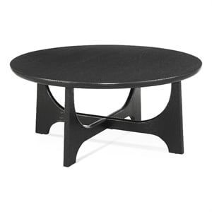 Maklaine Modern / Contemporary Round Cocktail Table in Black Wood