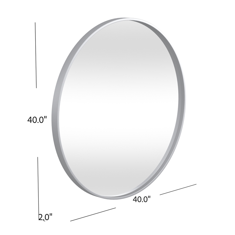 Maklaine Modern / Contemporary Wall Mirror in Silver Metal Finish
