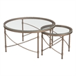 Maklaine Modern / Contemporary Round Metal and Glass Cocktail Table in Gold