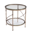 Maklaine Modern / Contemporary Round Metal and Glass End Table in Gold