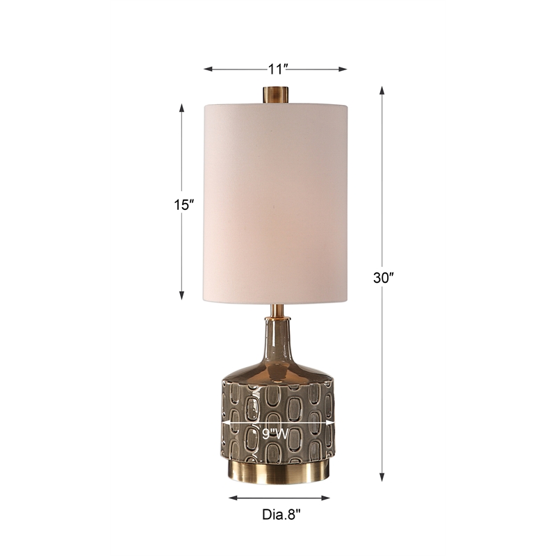 Maklaine Ceramic & Metal Table Lamp in White and Antique Brass