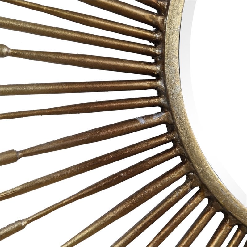 Maklaine Mid-Century Starburst Metal & Glass Mirror in Antique Gold