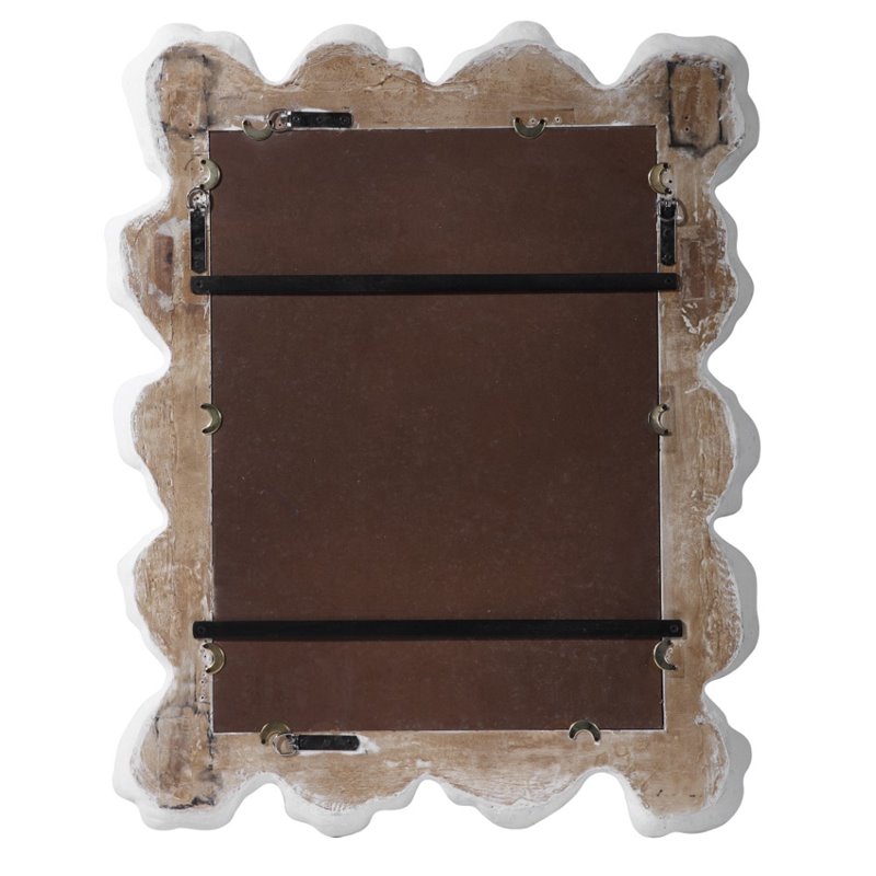 Maklaine Glass & Resin Mirror with Organic Shaped Frame in Matte White