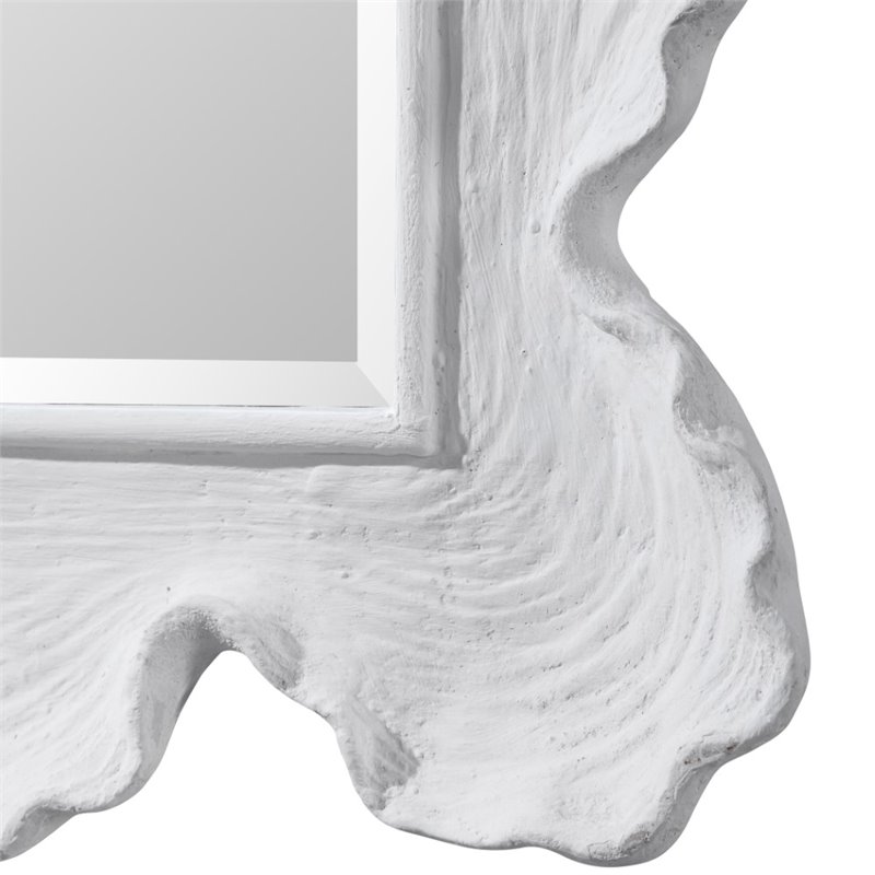 Maklaine Glass & Resin Mirror with Organic Shaped Frame in Matte White