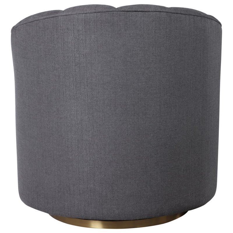 Maklaine Swivel Stainless Steel & Fabric Chair in Brushed Brass/Charcoal Gray