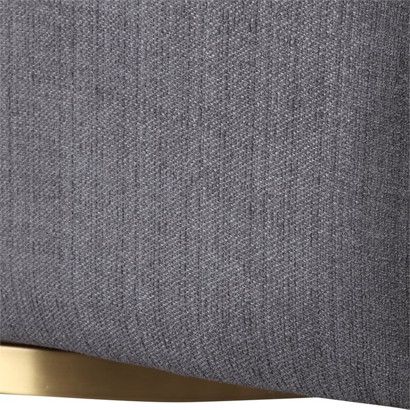 Maklaine Swivel Stainless Steel & Fabric Chair in Brushed Brass/Charcoal Gray