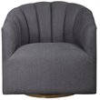Maklaine Swivel Stainless Steel & Fabric Chair in Brushed Brass/Charcoal Gray