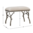 Maklaine Metal & Fabric Small Bench in Antique Silver and Off White