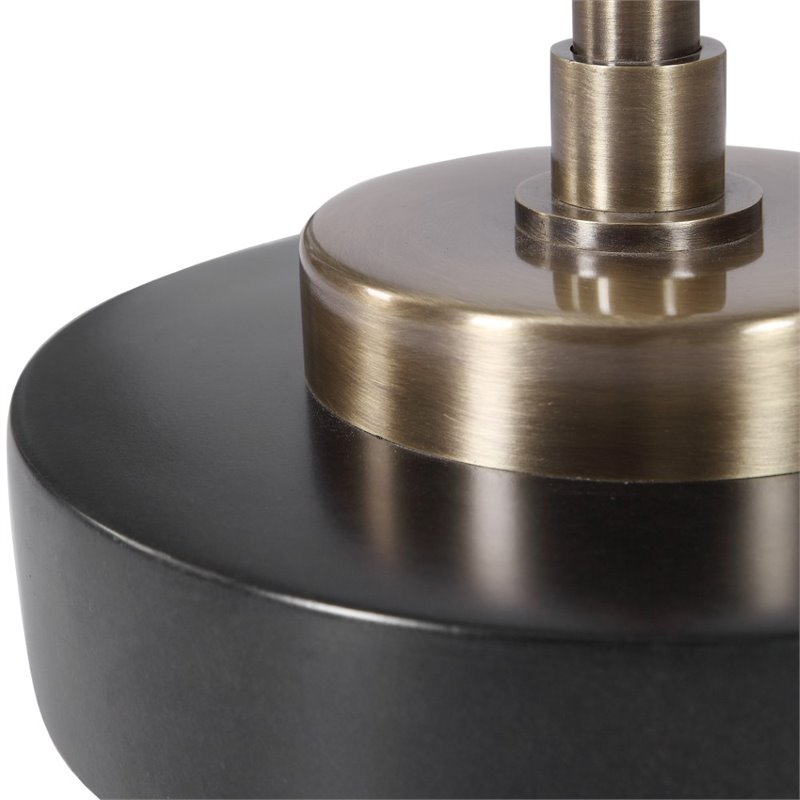 Maklaine Metal & Glass Floor Lamp in Antiqued Brushed Brass/Rusted Aged Black