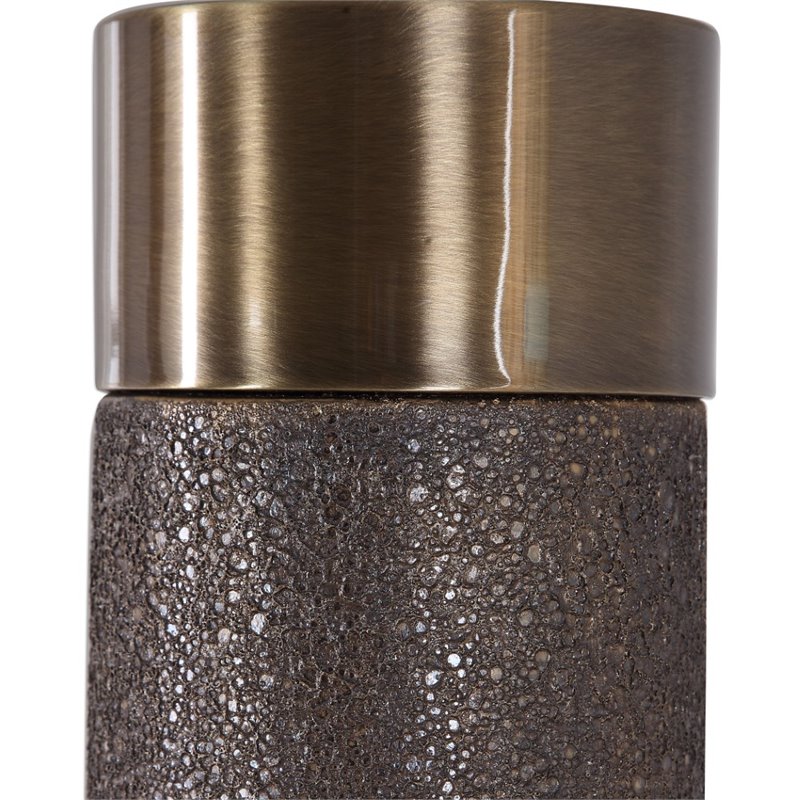 Maklaine Ceramic & Fabric Table Lamp in Metallic Golden Bronze and Off White