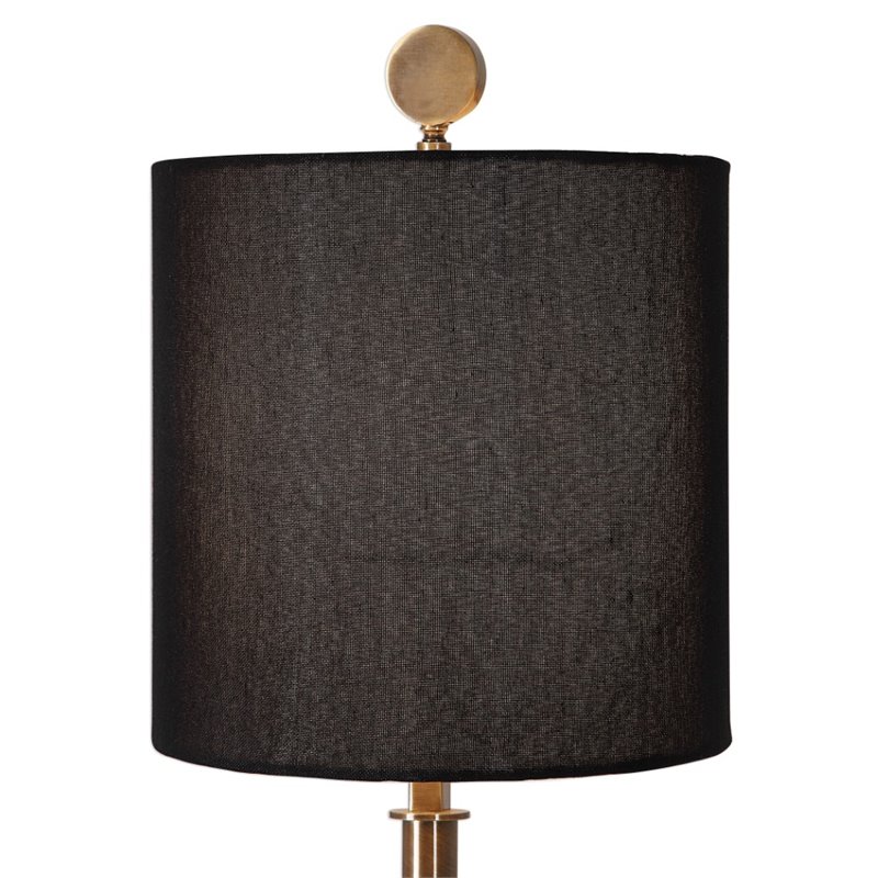 Maklaine Metal & Fabric Table Lamp with Drum Shade in Antique Brass and Black