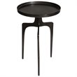 Maklaine Round Aluminum Accent Table with Curved Base in Antique Bronze