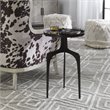 Maklaine Round Aluminum Accent Table with Curved Base in Antique Bronze