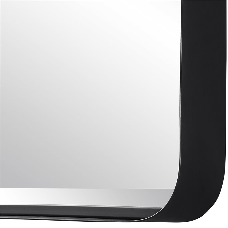 Maklaine Metal & MDF Large Mirror with Band Surrounding in Sleek Satin Black