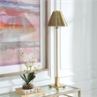 Maklaine Metal Brass and Gold Buffet Lamp Rectangular 36.5