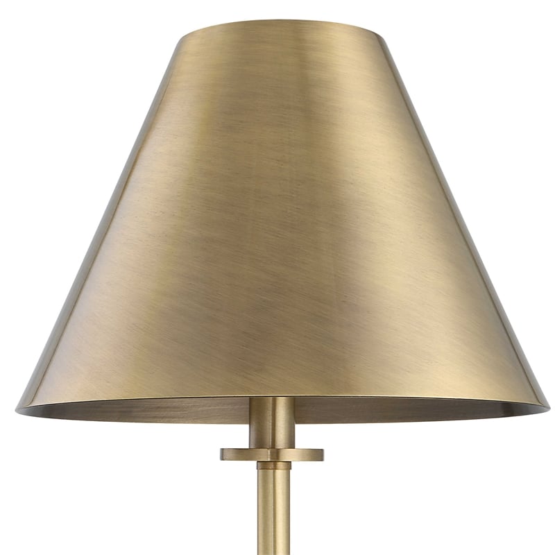 Maklaine Metal Buffet Lamp with Shade in Brushed Brass and Gold