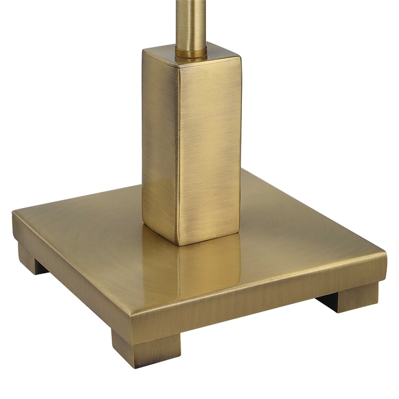 Maklaine Metal Buffet Lamp with Shade in Brushed Brass and Gold