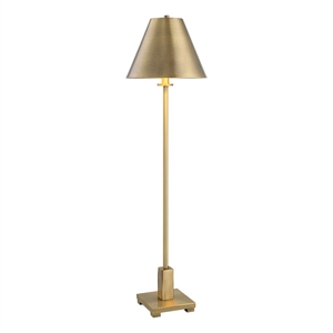 Maklaine Metal Buffet Lamp with Shade in Brushed Brass and Gold
