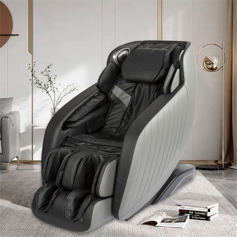 Maklaine Black Faux Leather Zero Gravity Recliner 3D Programmable Massage Chair