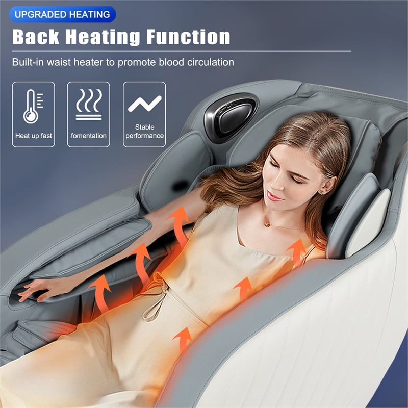 Maklaine Blue Faux Leather Zero Gravity Recliner 3D Programmable Massage Chair