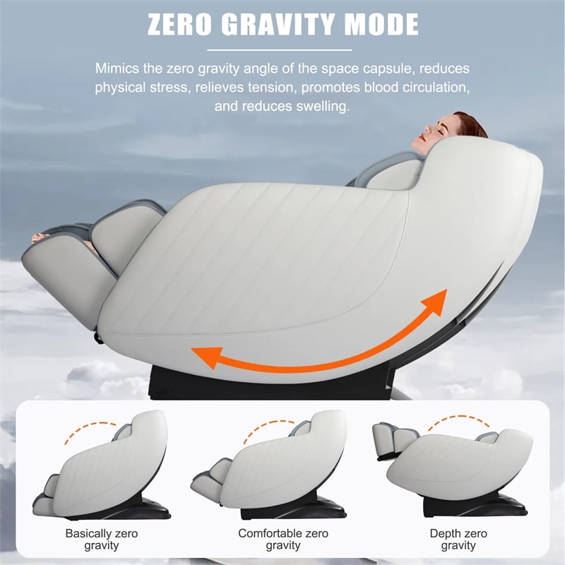 Maklaine Blue Faux Leather Zero Gravity Recliner 3D Programmable Massage Chair