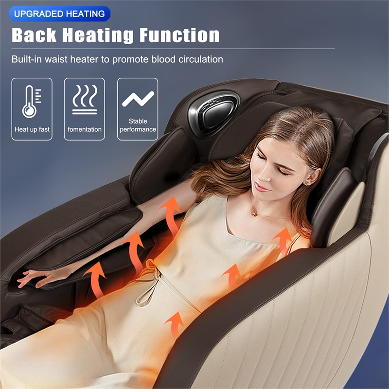 Maklaine Brown Faux Leather Zero Gravity Recliner 3D Programmable Massage Chair