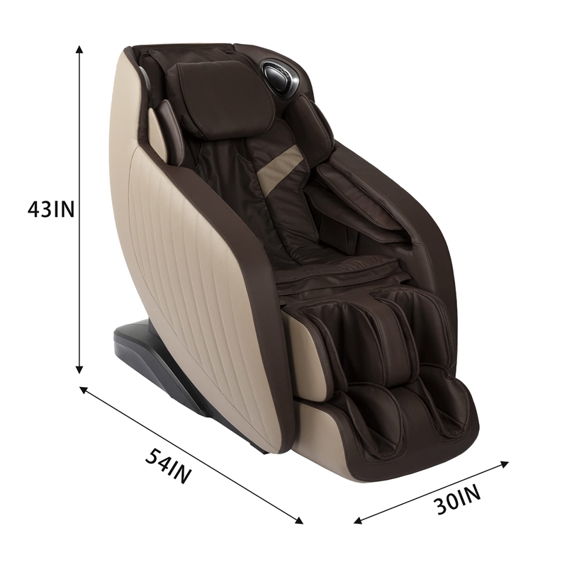 Maklaine Brown Faux Leather Zero Gravity Recliner 3D Programmable Massage Chair