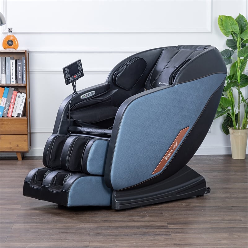 Maklaine Black Faux Leather Zero Gravity Recliner Programmable Massage Chair
