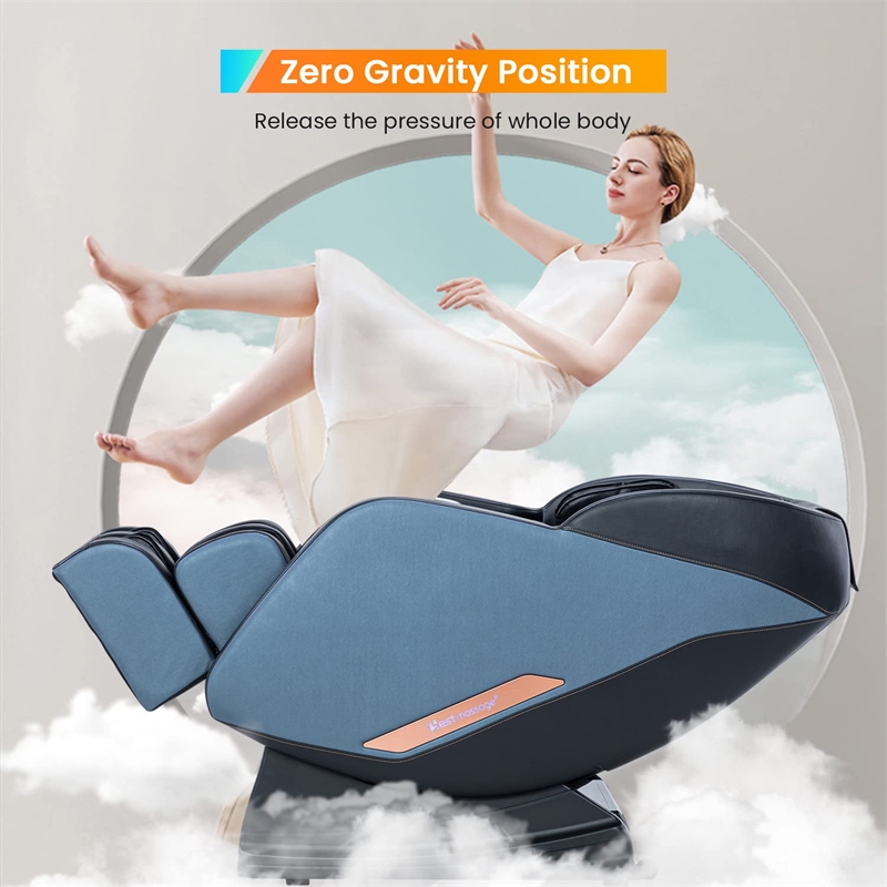 Maklaine Black Faux Leather Zero Gravity Recliner Programmable Massage Chair