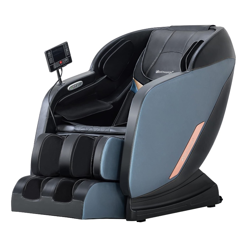 Maklaine Black Faux Leather Zero Gravity Recliner Programmable Massage Chair