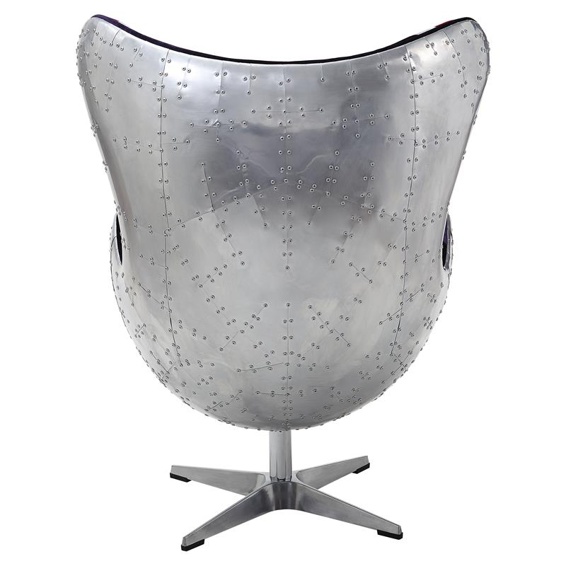 Maklaine Accent Chair with England Flag Pattern Fabric in Aluminum