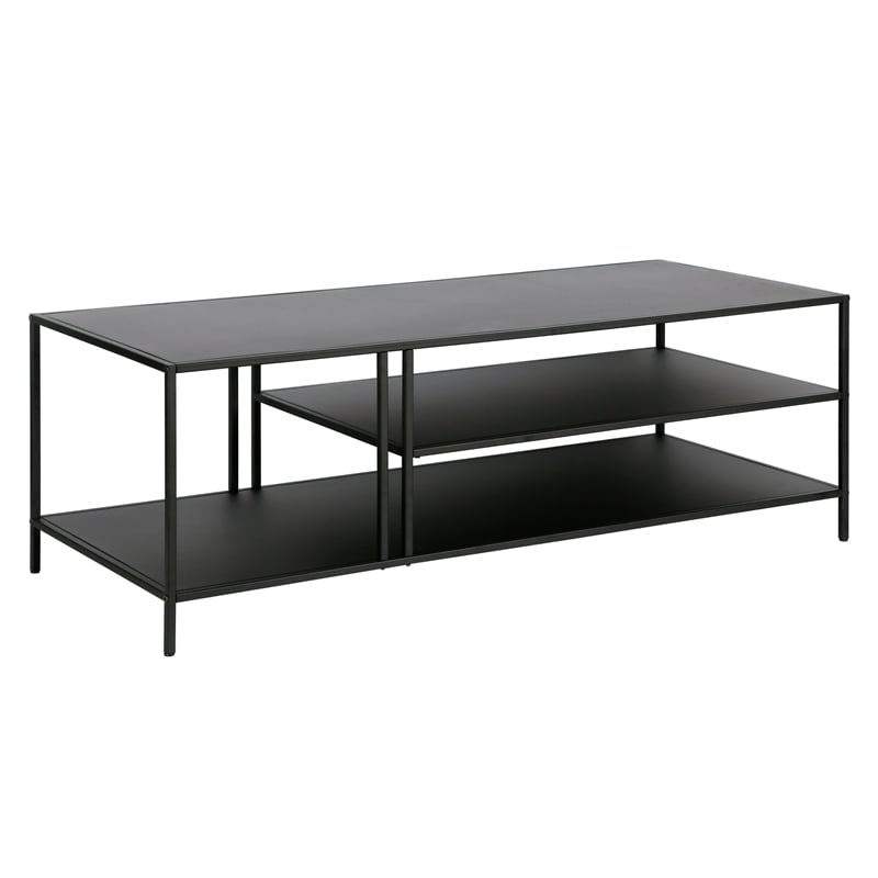 Maklaine Black Modern / Contemporary Metal Top Bronze Finish Coffee Table