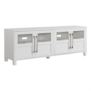 Maklaine 68&quot Transitional Engineered Wood White/Glass TV Stand