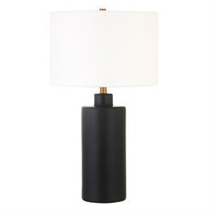Maklaine 14&quot Traditional Matte Black Ceramic/Fabric Table Lamp