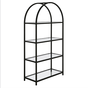 Maklaine 32&quot Modern Blackened Bronze Finish Metal/Glass Bookcase