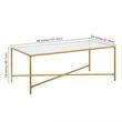 Maklaine Brass Modern Espresso Finish Coffee Table with Glass Top