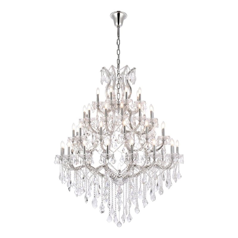 Maklaine Modern 49-Light Crystal Glass Chandelier in Chrome/Clear