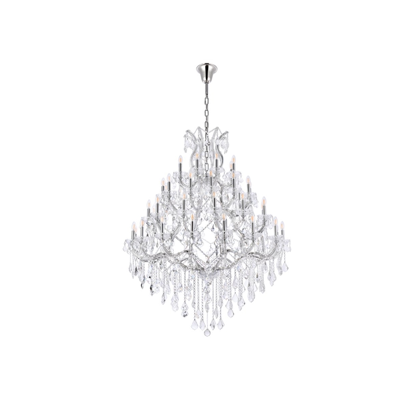 Maklaine Modern 49-Light Crystal Glass Chandelier in Chrome/Clear