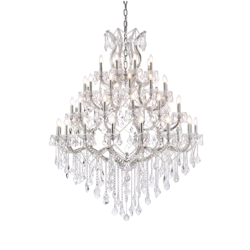 Maklaine Modern 49-Light Crystal Glass Chandelier in Chrome/Clear
