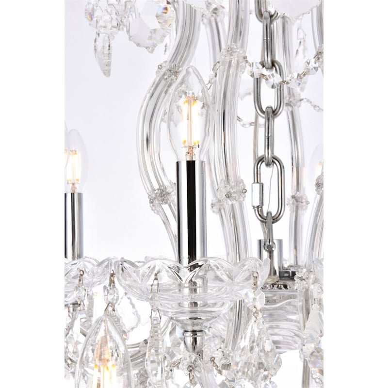 Maklaine Modern 49-Light Crystal Glass Chandelier in Chrome/Clear