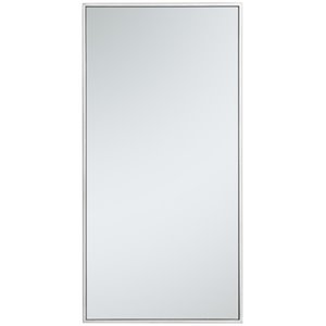 Maklaine Modern 36&quot x 18&quot Contemporary Metal Frame Mirror in Silver