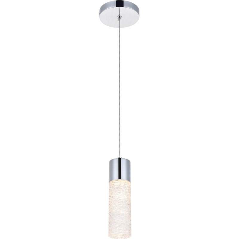 Maklaine Modern / Contemporary Clear LED Pendant in Chrome Finish