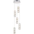 Maklaine Modern 5 Light Royal Cut Crystal LED Pendant in Chrome Finish