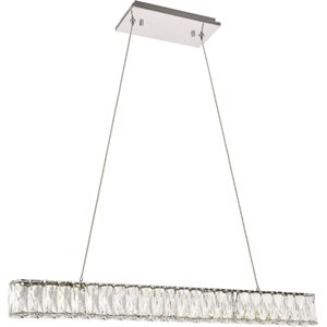 Maklaine Modern 31.1&quot Royal Cut Crystal LED Island Pendant in Chrome
