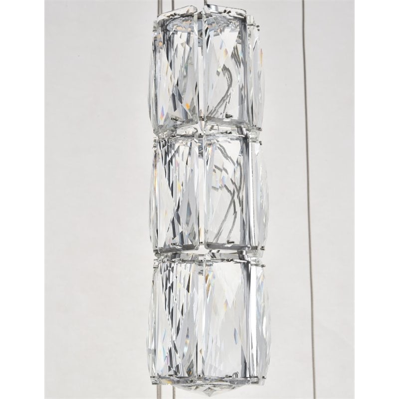 Maklaine Modern 16 Light Royal Cut Crystal LED Pendant in Chrome Finish