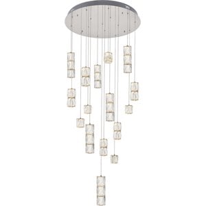 Maklaine Modern 16 Light Royal Cut Crystal LED Pendant in Chrome Finish