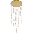 Maklaine Modern 16 Light Royal Cut Crystal LED Pendant in Gold Finish