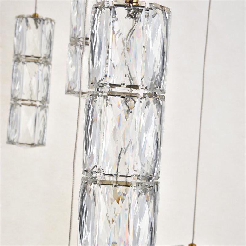 Maklaine Modern 16 Light Royal Cut Crystal LED Pendant in Gold Finish